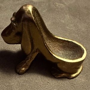 Vintage solid brass basset hound trinket box